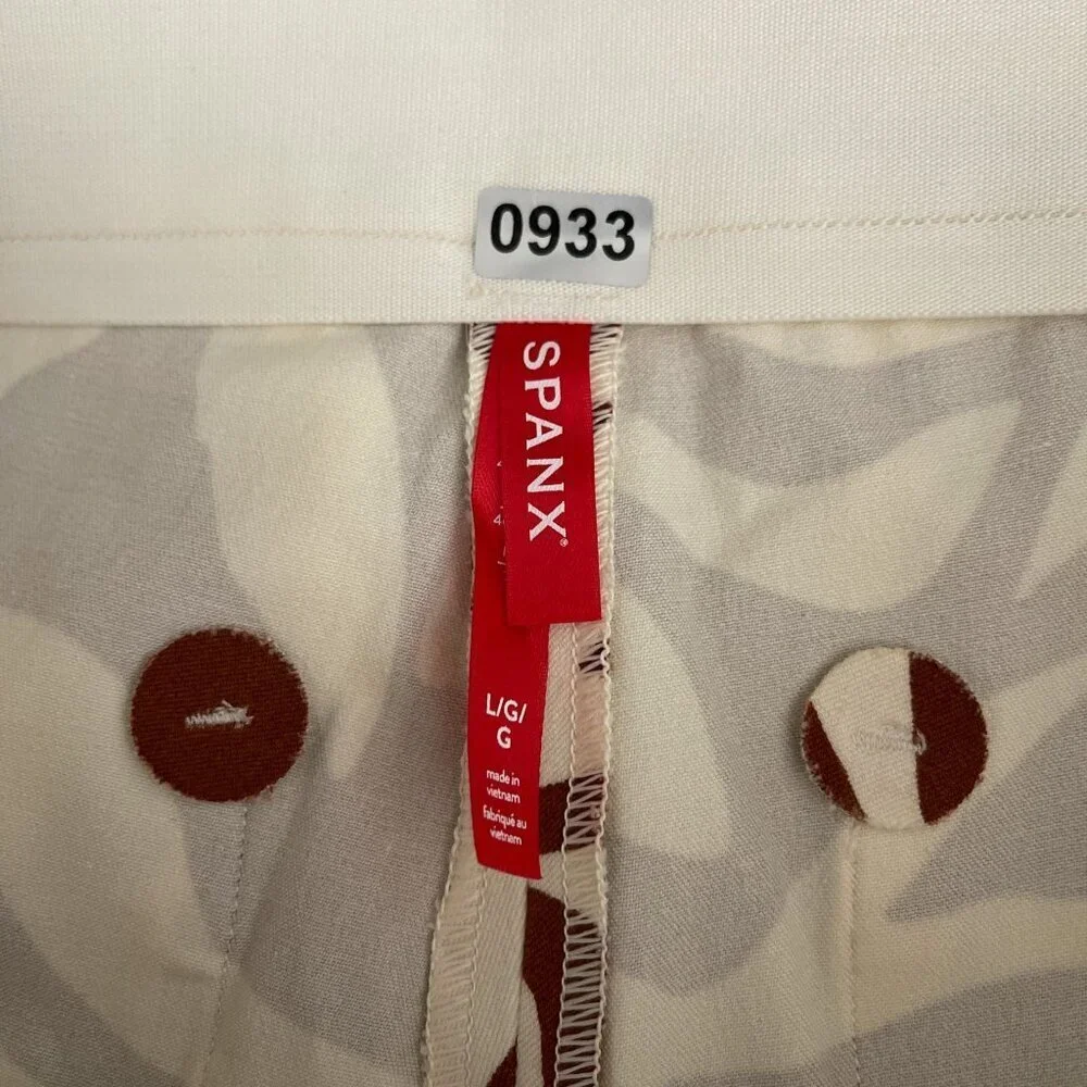 SPANX On-the-Go Ankle Slim Straight Pant Pull On Clay Zebra Stripe Brown Women L - Picture 8 of 16